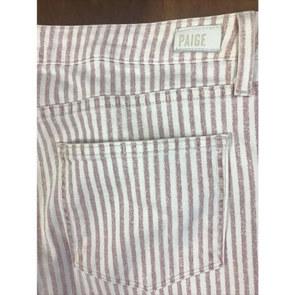 PAIGE Women’s Size 32 Cropped Nellie Jeans In Blossom Pink Stripe - Picture 13 of 14